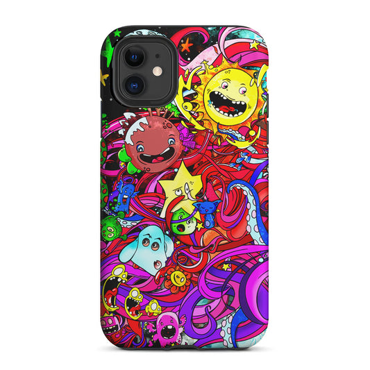 Planet Galaxy Doodle Art 2 in 1 Tough Phone Case