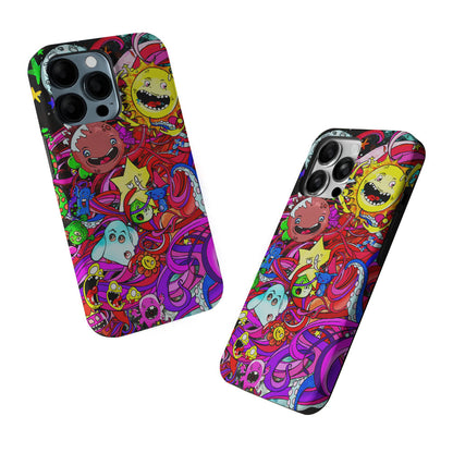 Planet Galaxy Doodle Art 2 in 1 Tough Phone Case