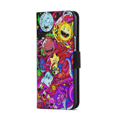 Planet Galaxy Doodle Art Flip Wallet Phone Case