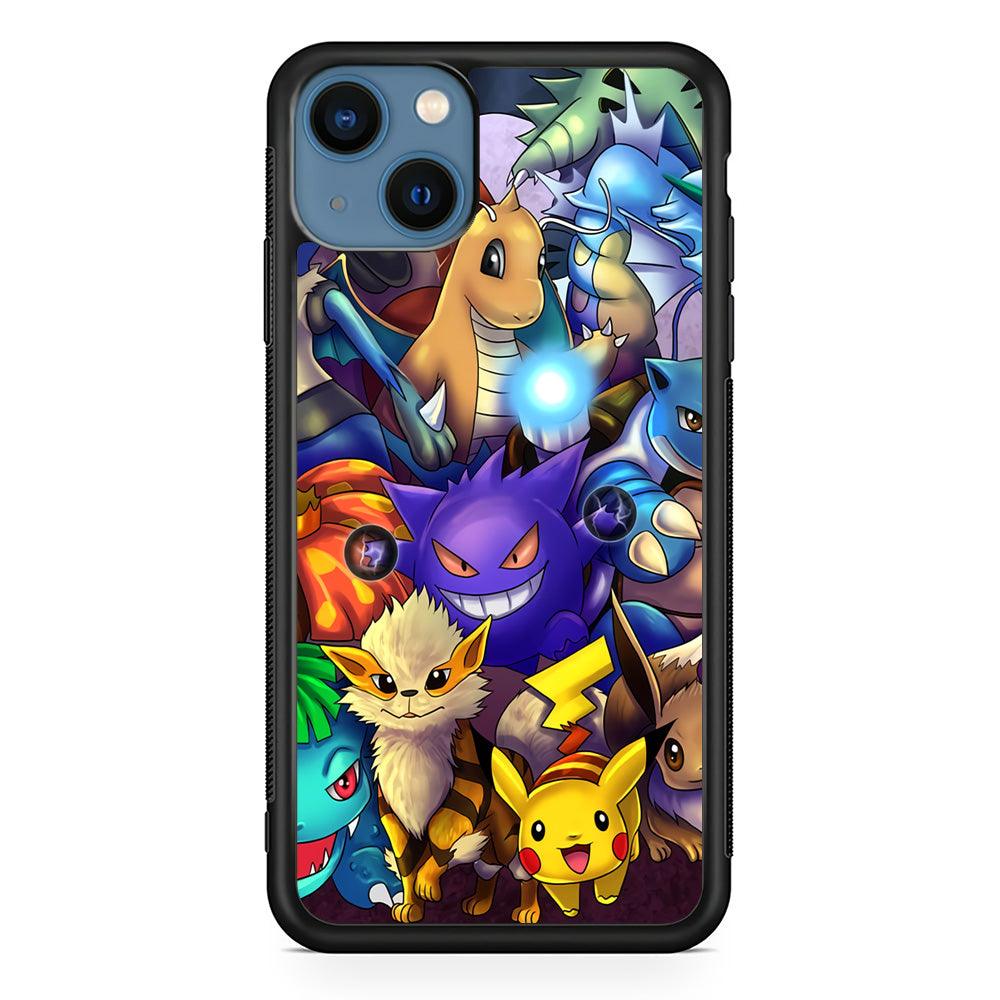 Pokemon Gengar Team in Action iPhone 15 Case-Rubber Black (2D Case)-Oxvistore