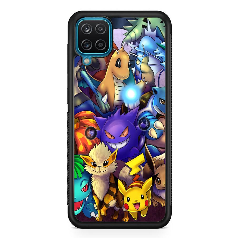 Pokemon Gengar Team in Action Samsung Galaxy A12 Case-Rubber Black (2D Case)-Oxvistore