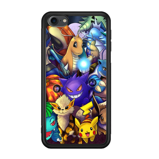 Pokemon Gengar Team in Action iPod Touch 6 Case-Rubber Black (2D Case)-Oxvistore