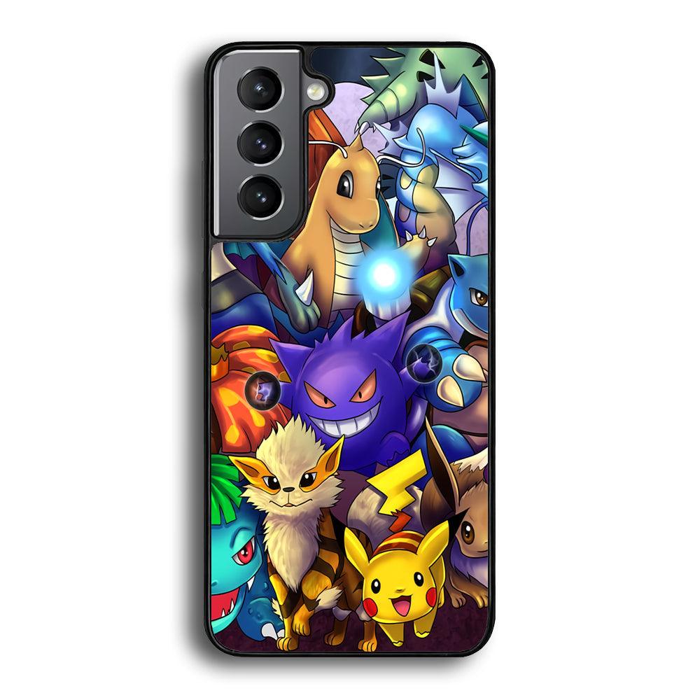 Pokemon Gengar Team in Action Samsung Galaxy S22 Case-Rubber Black (2D Case)-Oxvistore
