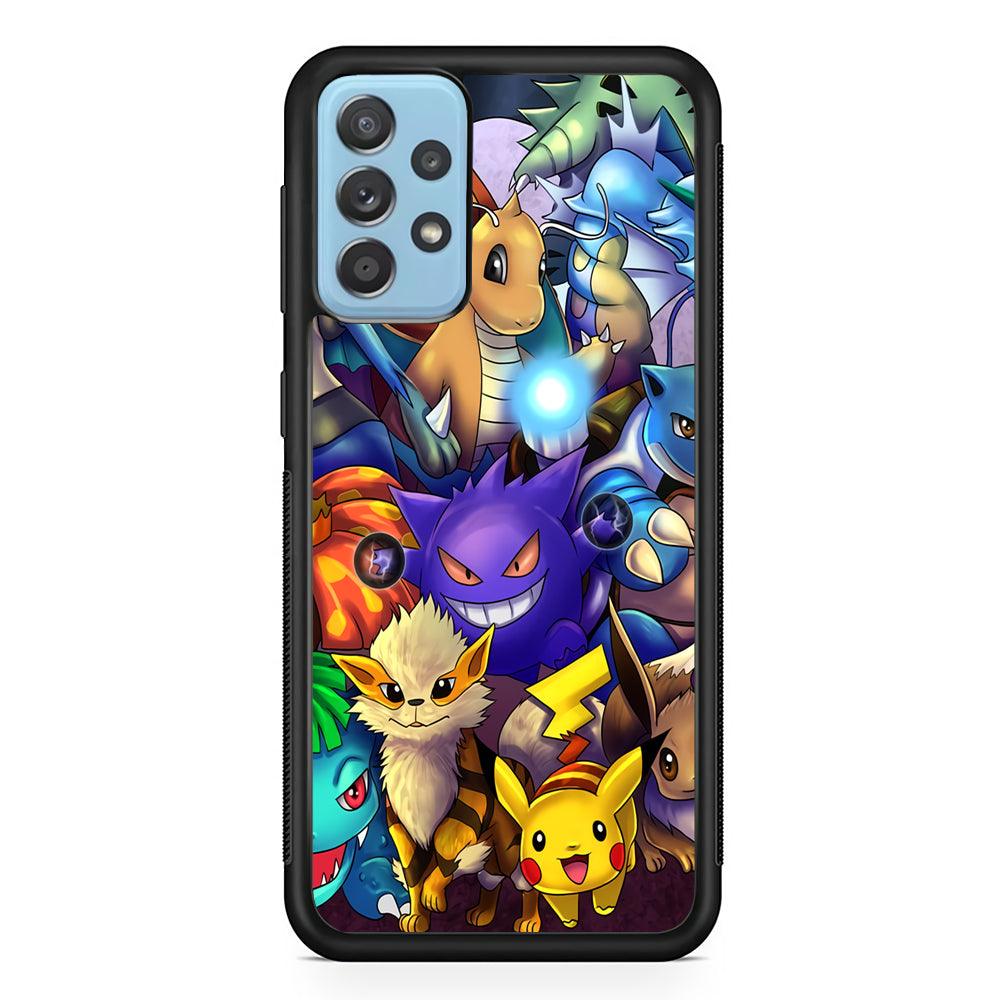 Pokemon Gengar Team in Action Samsung Galaxy A72 Case-Rubber Black (2D Case)-Oxvistore