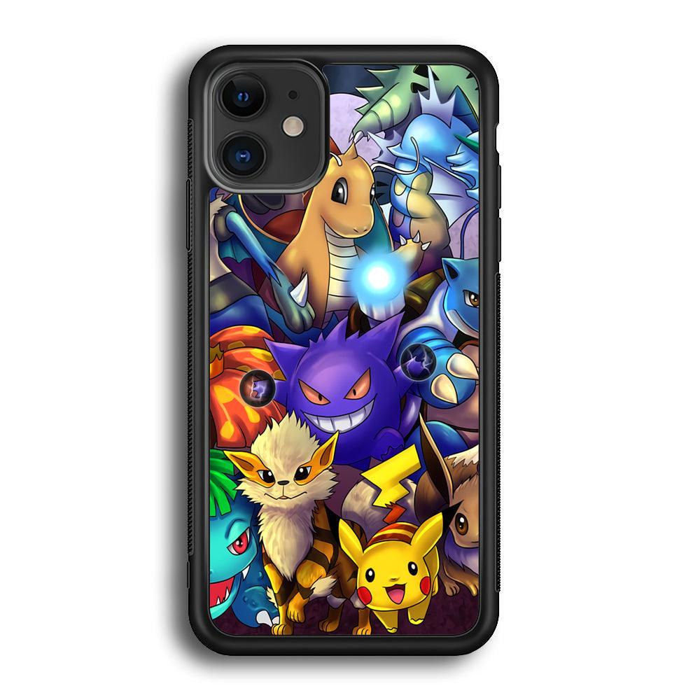 Pokemon Gengar Team in Action iPhone 11 Case-Rubber Black (2D Case)-Oxvistore