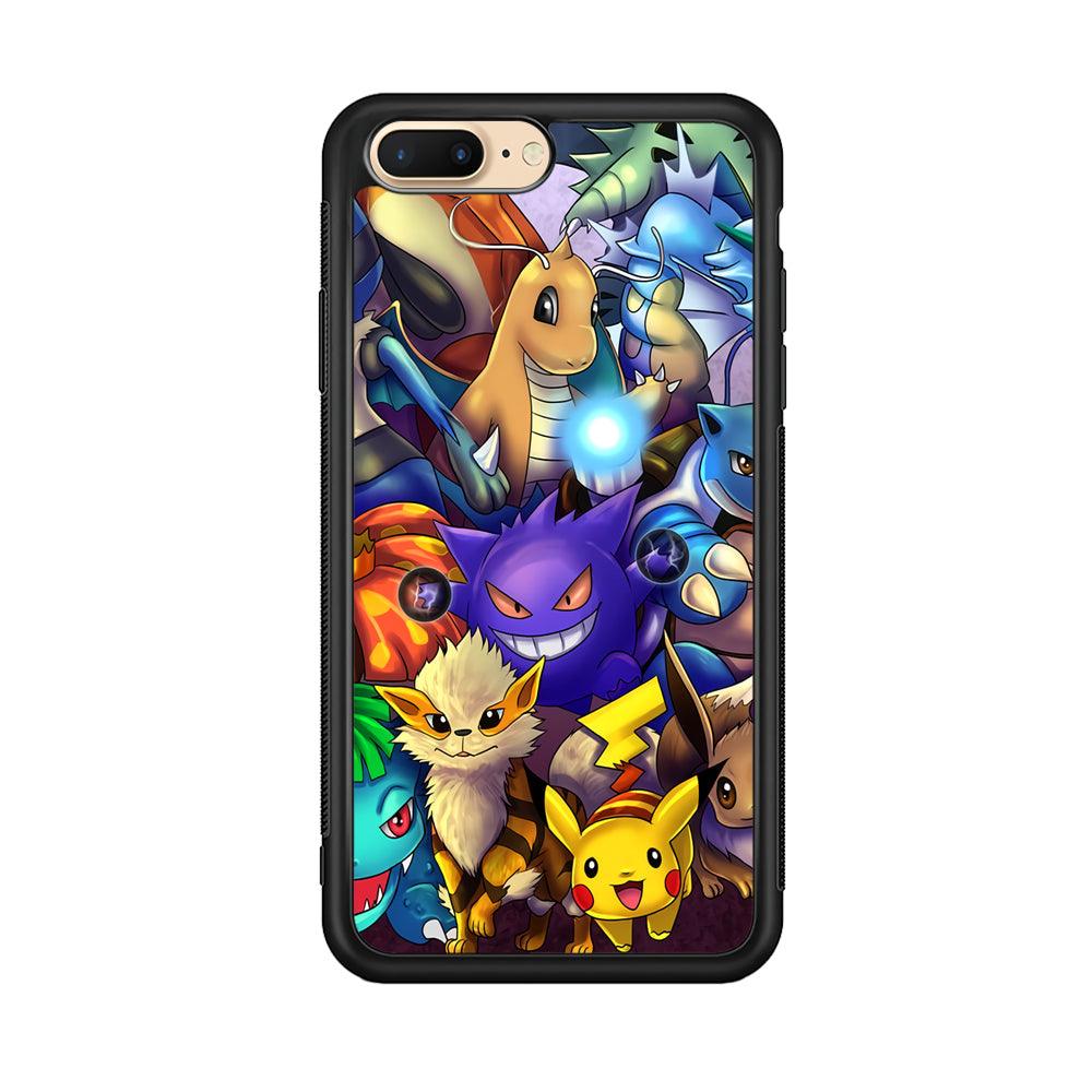 Pokemon Gengar Team in Action iPhone 7 Plus Case-Rubber Black (2D Case)-Oxvistore
