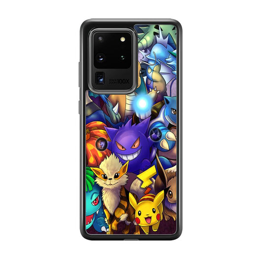 Pokemon Gengar Team in Action Samsung Galaxy S20 Ultra Case-Rubber Black (2D Case)-Oxvistore