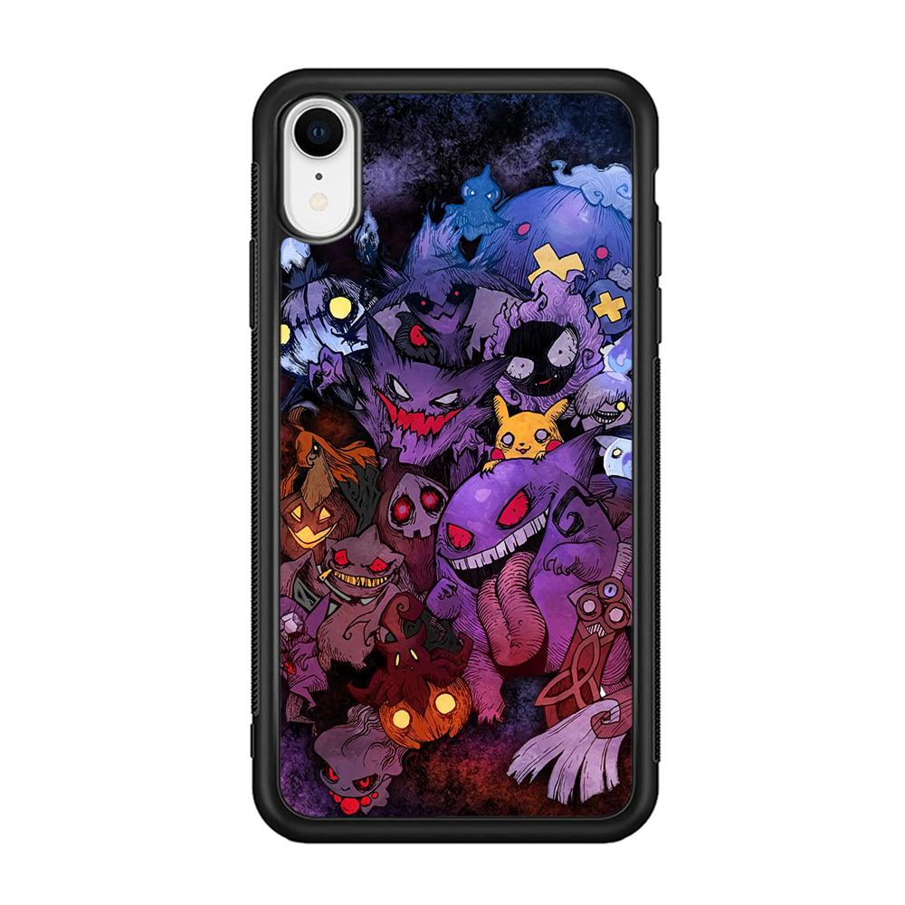 Pokemon Halloween Costume Gengar iPhone XR Case-Rubber Black (2D Case)-Oxvistore