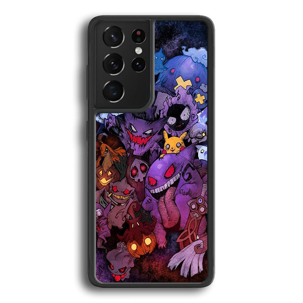 Pokemon Halloween Costume Gengar Samsung Galaxy S23 Ultra Case-Rubber Black (2D Case)-Oxvistore
