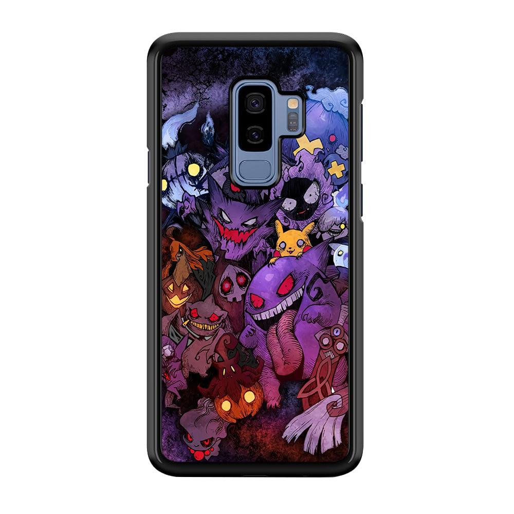 Pokemon Halloween Costume Gengar Samsung Galaxy S9 Plus Case-Rubber Black (2D Case)-Oxvistore