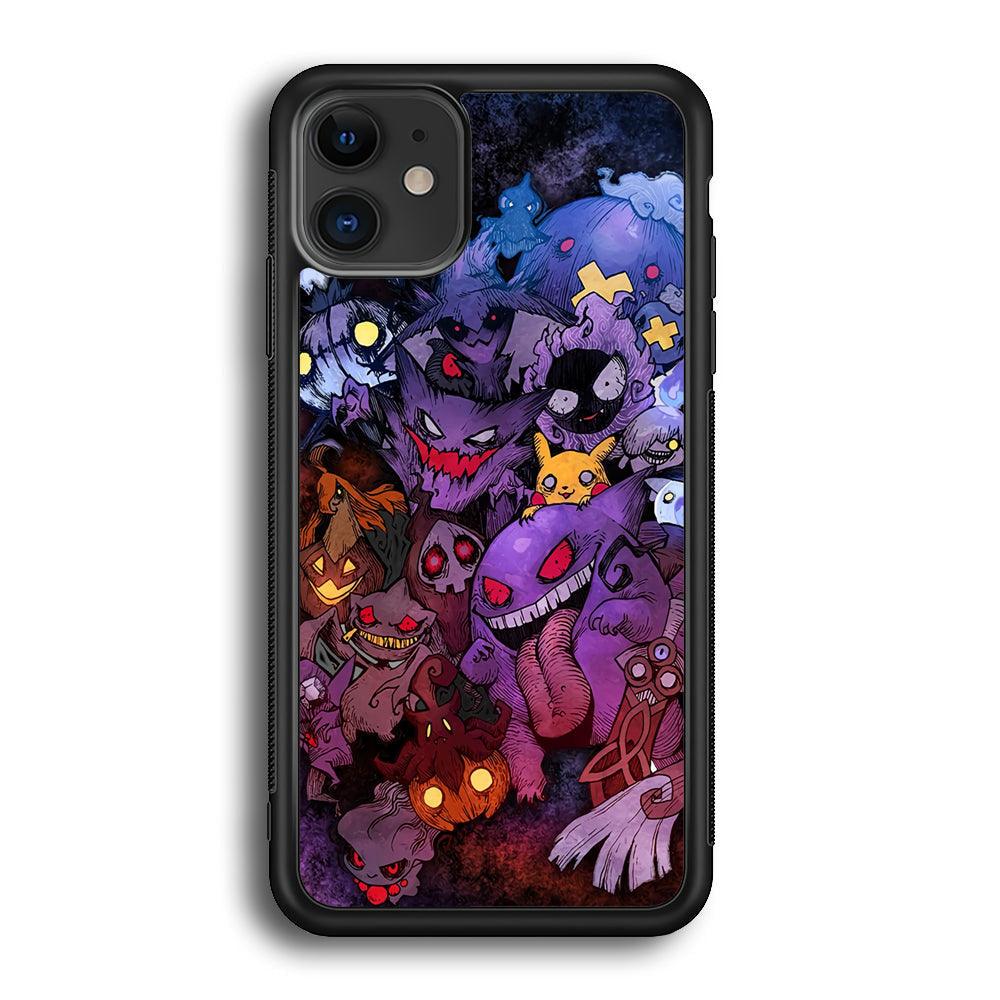 Pokemon Halloween Costume Gengar iPhone 11 Case-Rubber Black (2D Case)-Oxvistore