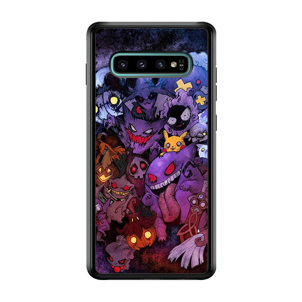 Pokemon Halloween Costume Gengar Samsung Galaxy S10 Case-Rubber Black (2D Case)-Oxvistore