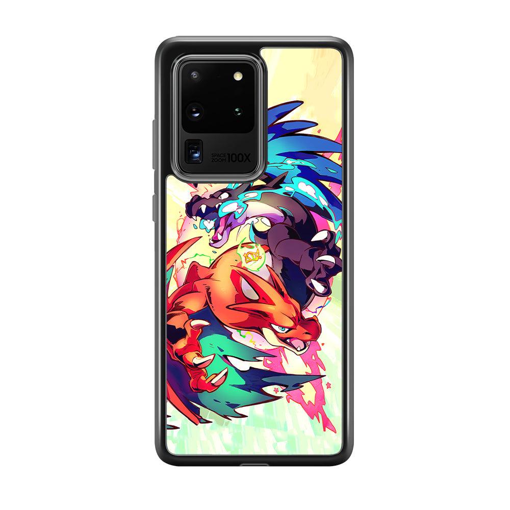Pokemon Mega Charizard Heavy Punch Samsung Galaxy S20 Ultra Case-Rubber Black (2D Case)-Oxvistore