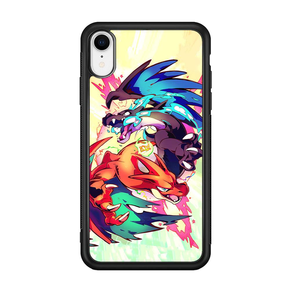 Pokemon Mega Charizard Heavy Punch iPhone XR Case-Rubber Black (2D Case)-Oxvistore