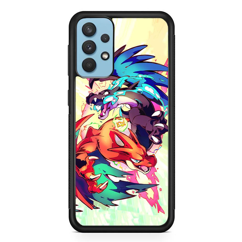 Pokemon Mega Charizard Heavy Punch Samsung Galaxy A32 Case-Rubber Black (2D Case)-Oxvistore