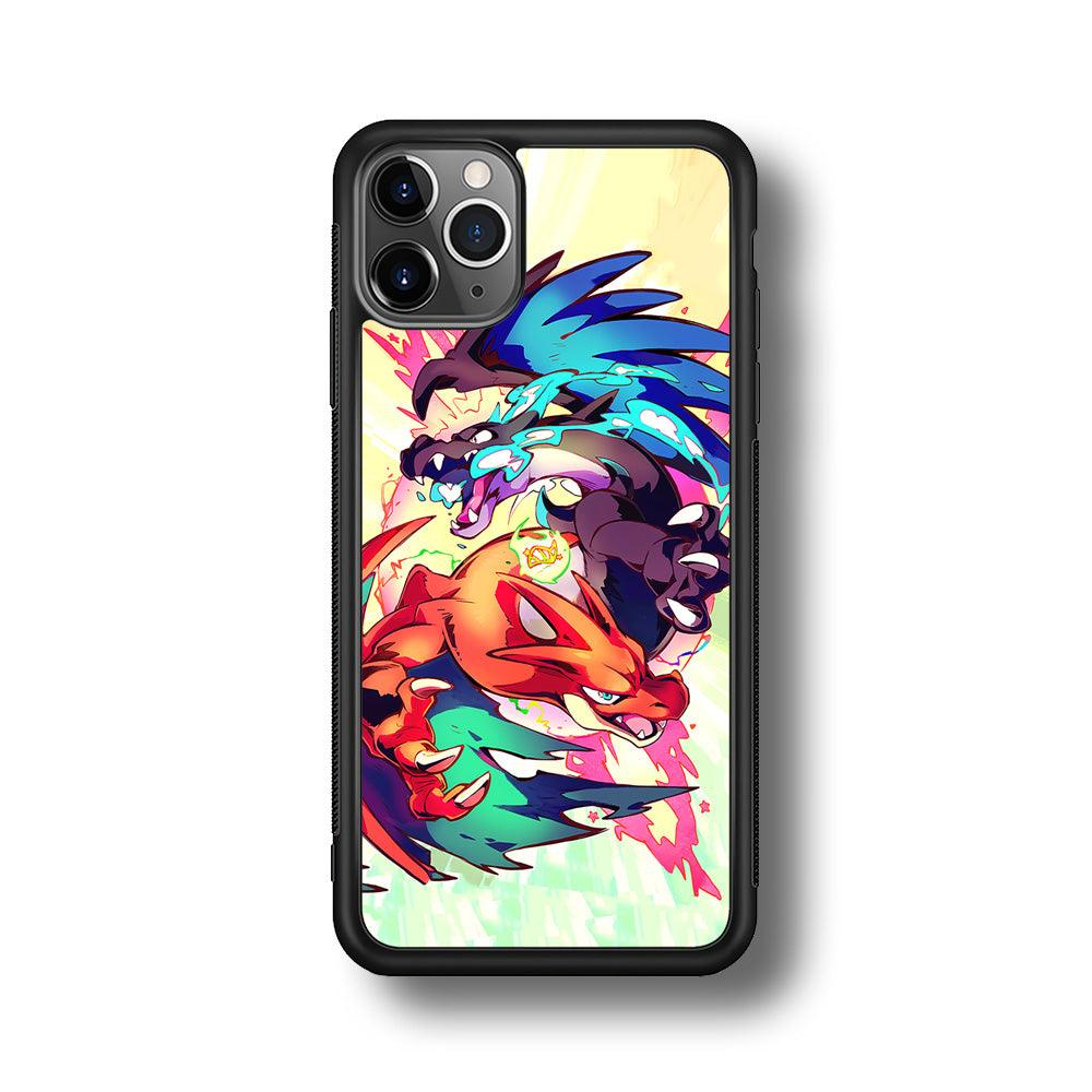 Pokemon Mega Charizard Heavy Punch iPhone 11 Pro Max Case-Rubber Black (2D Case)-Oxvistore