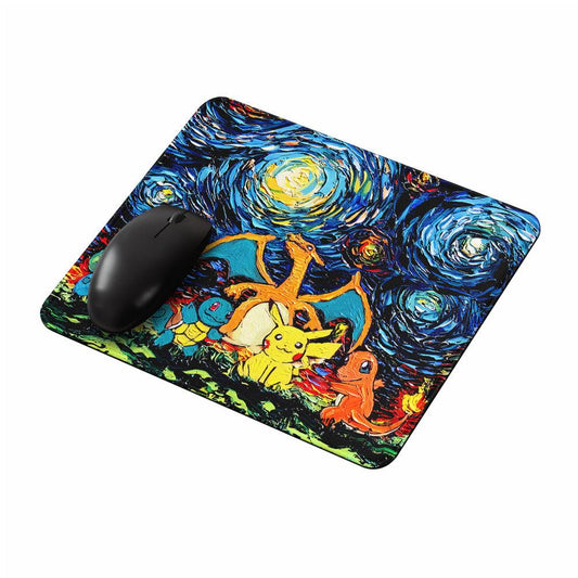 Pokemon Painting Van Gogh Starry Night Mouse Pads-Oxvistore