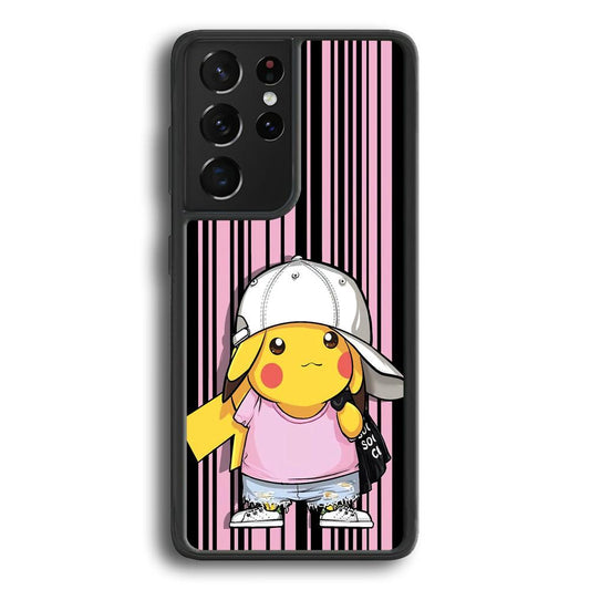 Pokemon Pikachu Casual Outfit Samsung Galaxy S22 Ultra Case-Rubber Black (2D Case)-Oxvistore