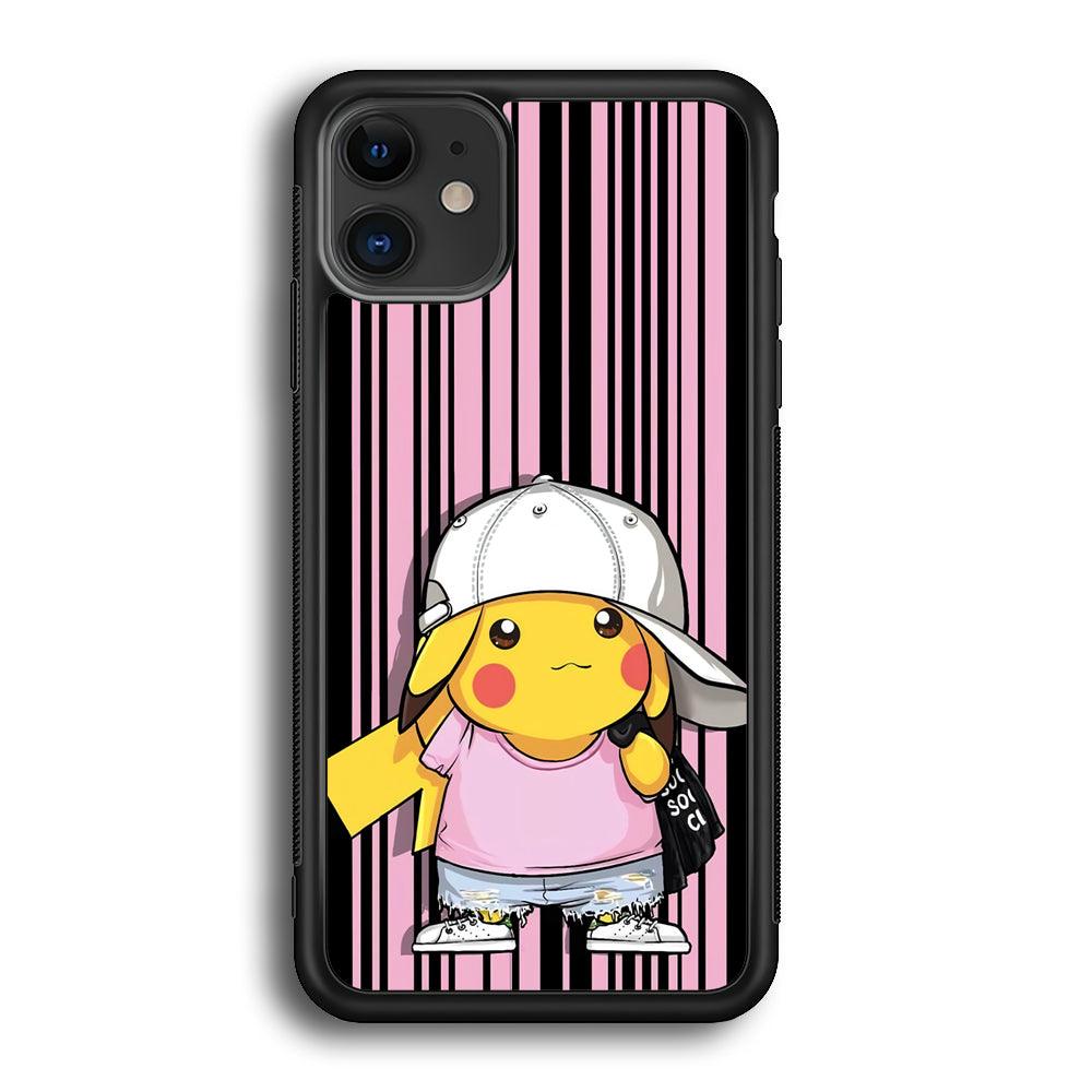 Pokemon Pikachu Casual Outfit iPhone 11 Case-Rubber Black (2D Case)-Oxvistore