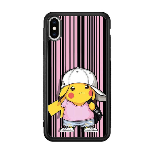 Pokemon Pikachu Casual Outfit iPhone X Case-Rubber Black (2D Case)-Oxvistore