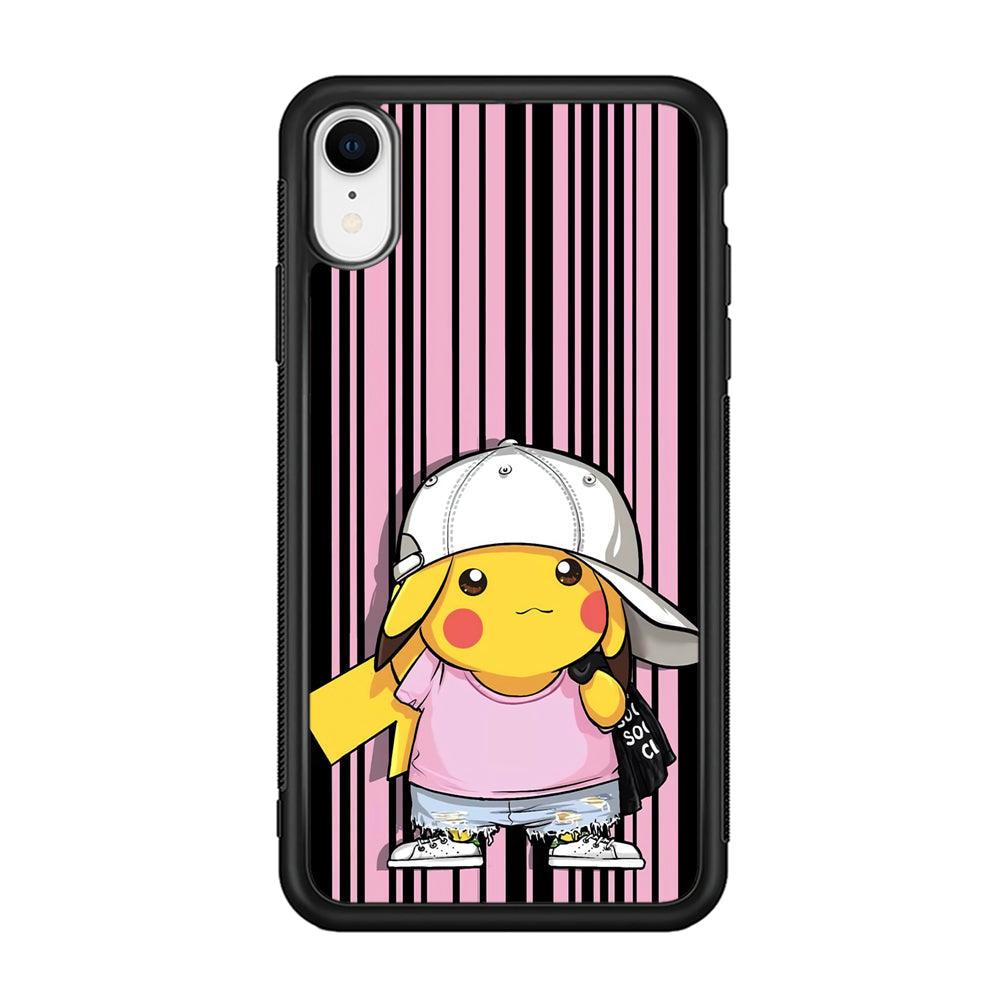 Pokemon Pikachu Casual Outfit iPhone XR Case-Rubber Black (2D Case)-Oxvistore