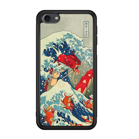 Pokemon Red Gyarados Battle Wave iPod Touch 6 Case-Rubber Black (2D Case)-Oxvistore