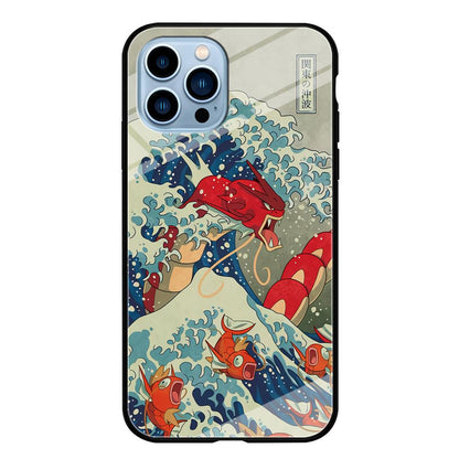 Pokemon Red Gyarados Battle Wave iPhone 15 Pro Max Case-Oxvistore