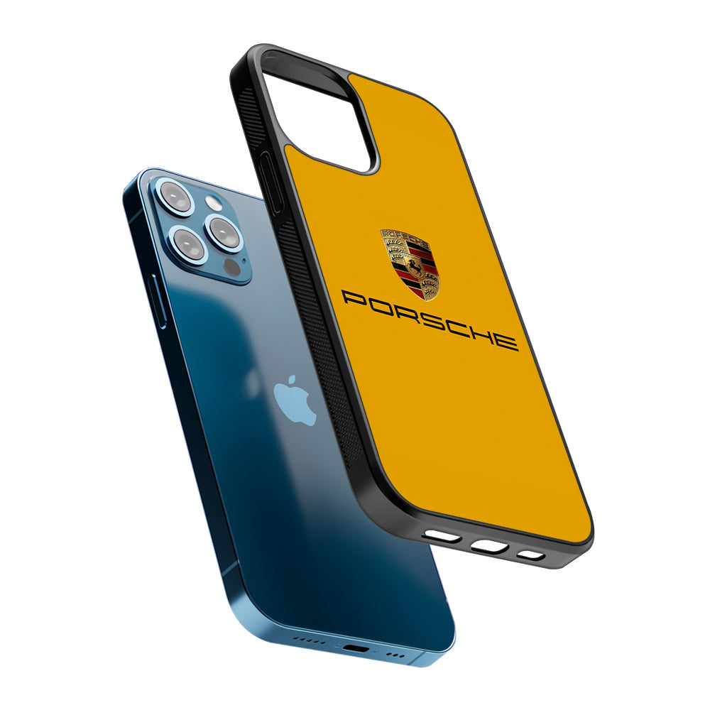 Porsche Car Logo Yellow 2D Rubber Phone Case-Oxvistore
