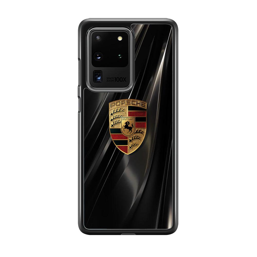 Porsche Gold in Black Samsung Galaxy S20 Ultra Case-Rubber Black (2D Case)-Oxvistore