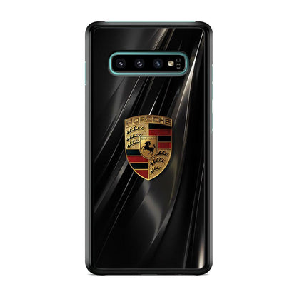 Porsche Gold in Black Samsung Galaxy S10 Plus Case-Oxvistore