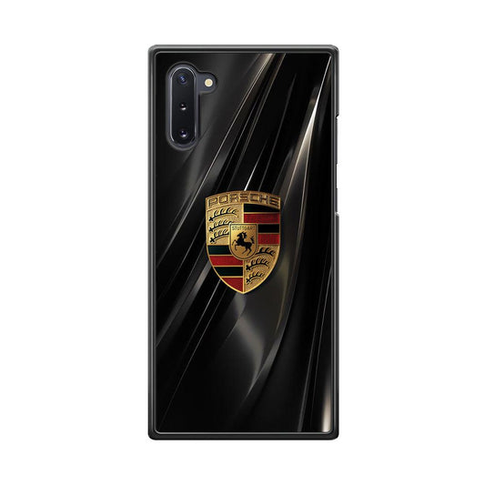 Porsche Gold in Black Samsung Galaxy Note 10 Case-Rubber Black (2D Case)-Oxvistore