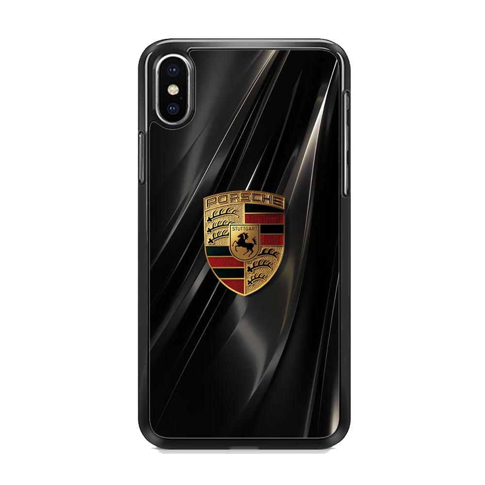 Porsche Gold in Black iPhone X Case-Rubber Black (2D Case)-Oxvistore