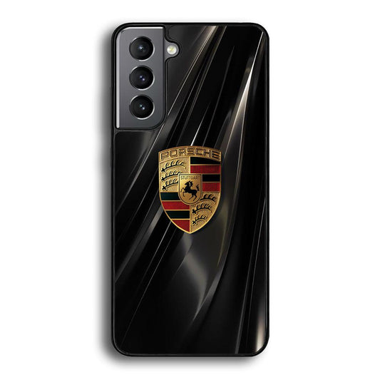 Porsche Gold in Black Samsung Galaxy S22 Plus Case-Rubber Black (2D Case)-Oxvistore