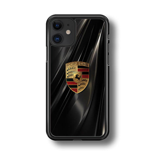 Porsche Gold in Black iPhone 11 Case-Rubber Black (2D Case)-Oxvistore