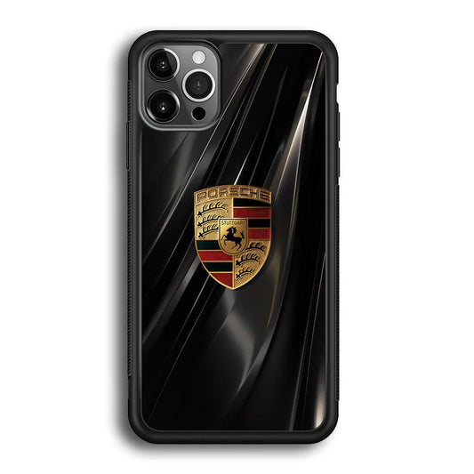 Porsche Gold in Black iPhone 12 Pro Max Case-Rubber Black (2D Case)-Oxvistore