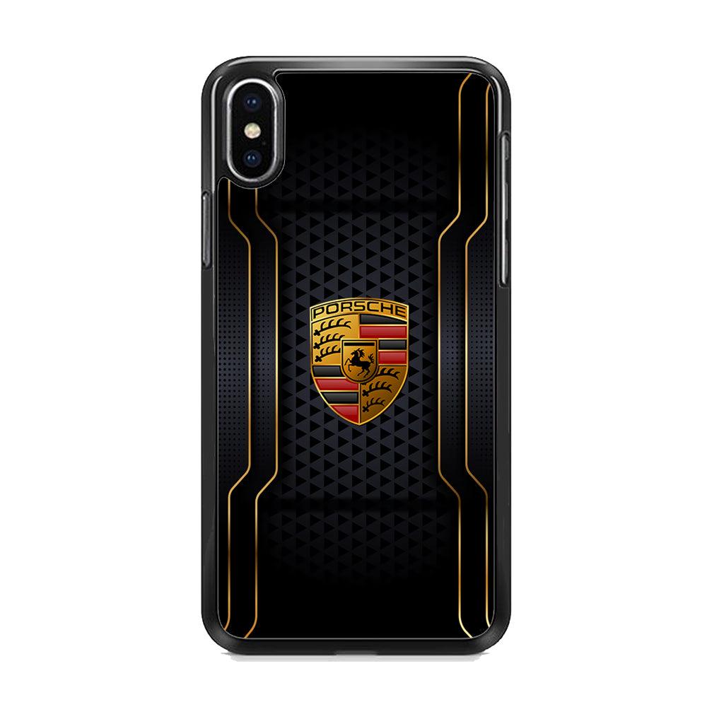 Porsche Line in Gold iPhone X Case-Rubber Black (2D Case)-Oxvistore