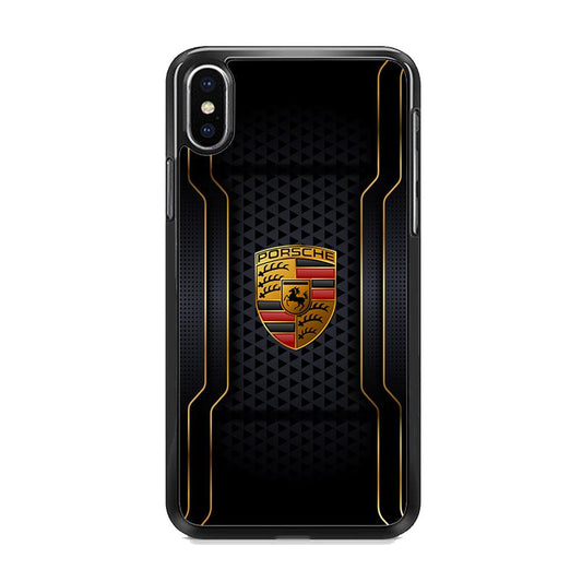 Porsche Line in Gold iPhone X Case-Rubber Black (2D Case)-Oxvistore