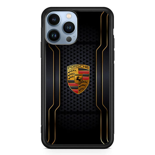 Porsche Line in Gold iPhone 13 Pro Max Case-Rubber Black (2D Case)-Oxvistore