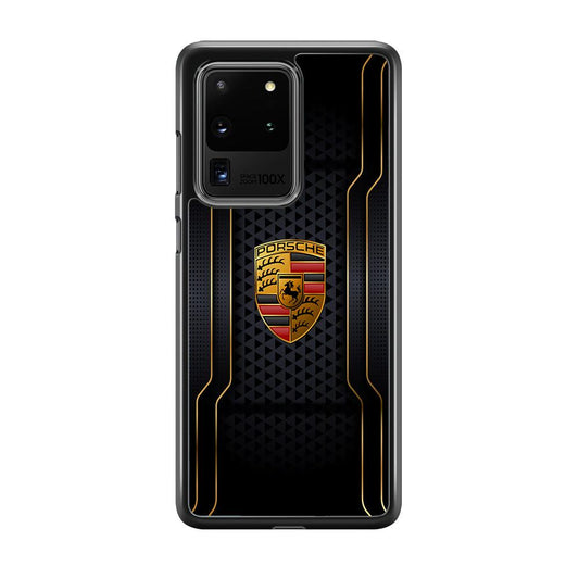 Porsche Line in Gold Samsung Galaxy S20 Ultra Case-Rubber Black (2D Case)-Oxvistore