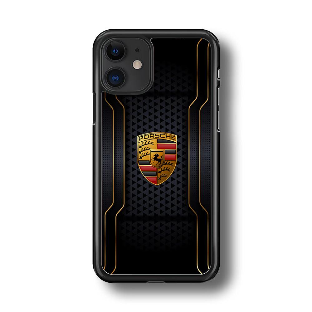 Porsche Line in Gold iPhone 11 Case-Rubber Black (2D Case)-Oxvistore