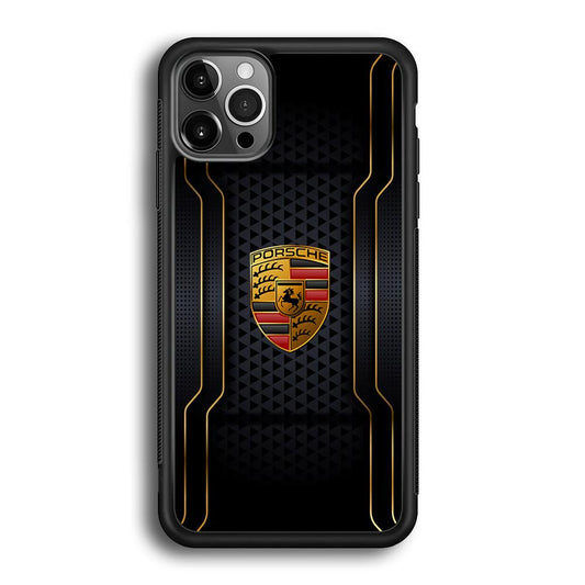 Porsche Line in Gold iPhone 12 Pro Max Case-Rubber Black (2D Case)-Oxvistore
