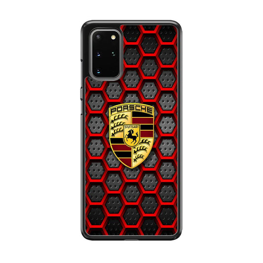 Porsche Red Hexagon Samsung Galaxy S20 Plus Case-Rubber Black (2D Case)-Oxvistore