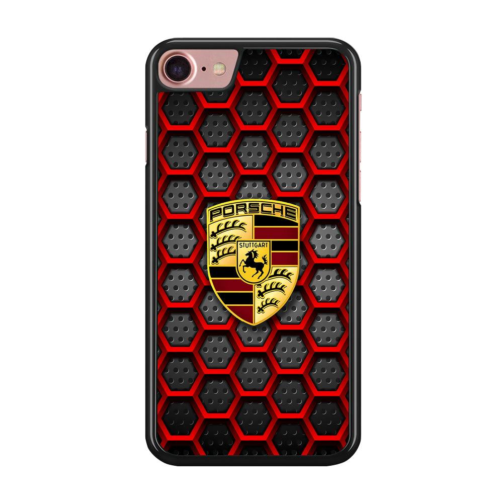 Porsche Red Hexagon iPhone 7 Case-Rubber Black (2D Case)-Oxvistore
