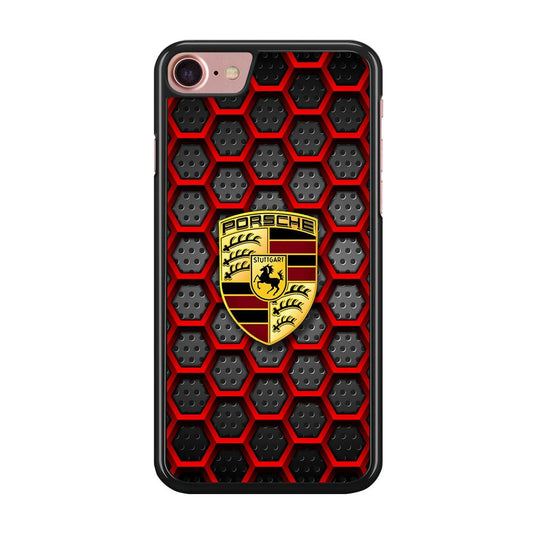 Porsche Red Hexagon iPhone 7 Case-Rubber Black (2D Case)-Oxvistore
