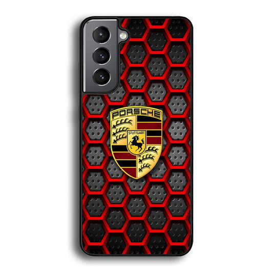 Porsche Red Hexagon Samsung Galaxy S24 Case-Rubber Black (2D Case)-Oxvistore