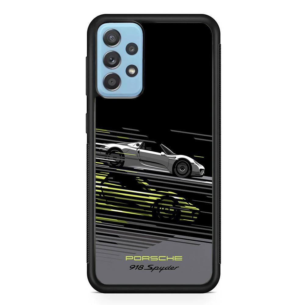 Porsche Spider Shadow Samsung Galaxy A72 Case-Rubber Black (2D Case)-Oxvistore