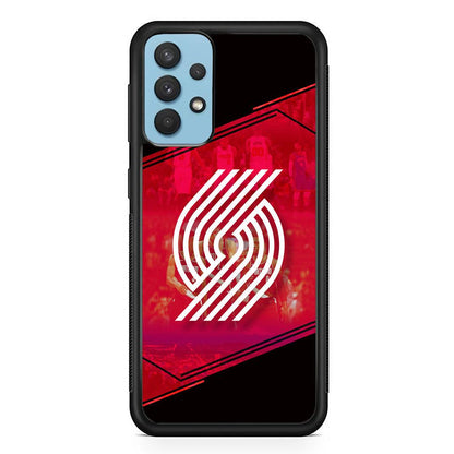 Portland Trail Blazers Silhouette on Red Samsung Galaxy A32 Case-Oxvistore