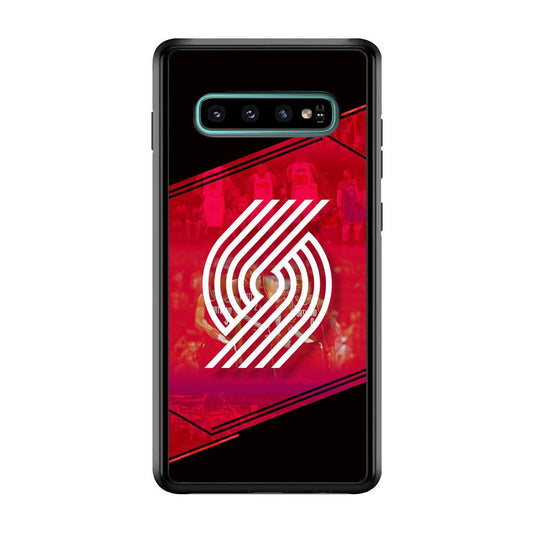 Portland Trail Blazers Silhouette on Red Samsung Galaxy S10 Plus Case-Oxvistore