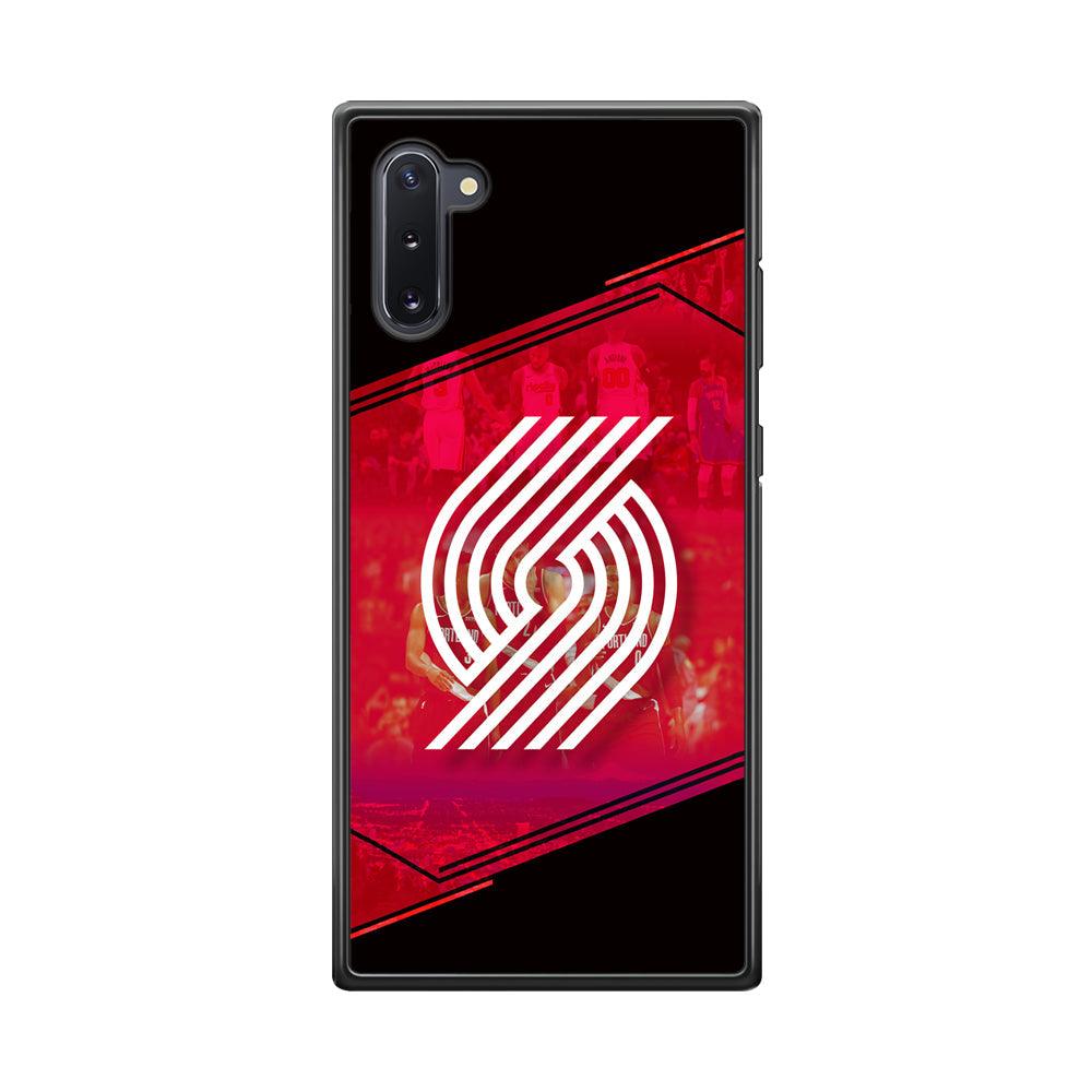 Portland Trail Blazers Silhouette on Red Samsung Galaxy Note 10 Case-Rubber Black (2D Case)-Oxvistore