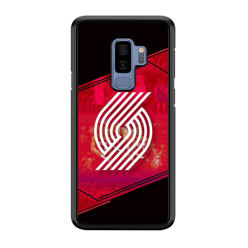 Portland Trail Blazers Silhouette on Red Samsung Galaxy S9 Plus Case-Rubber Black (2D Case)-Oxvistore